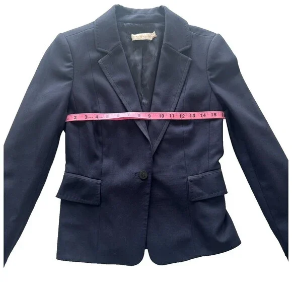 Tory Burch Blazer Women Navy Wool Work Office Business Blazer